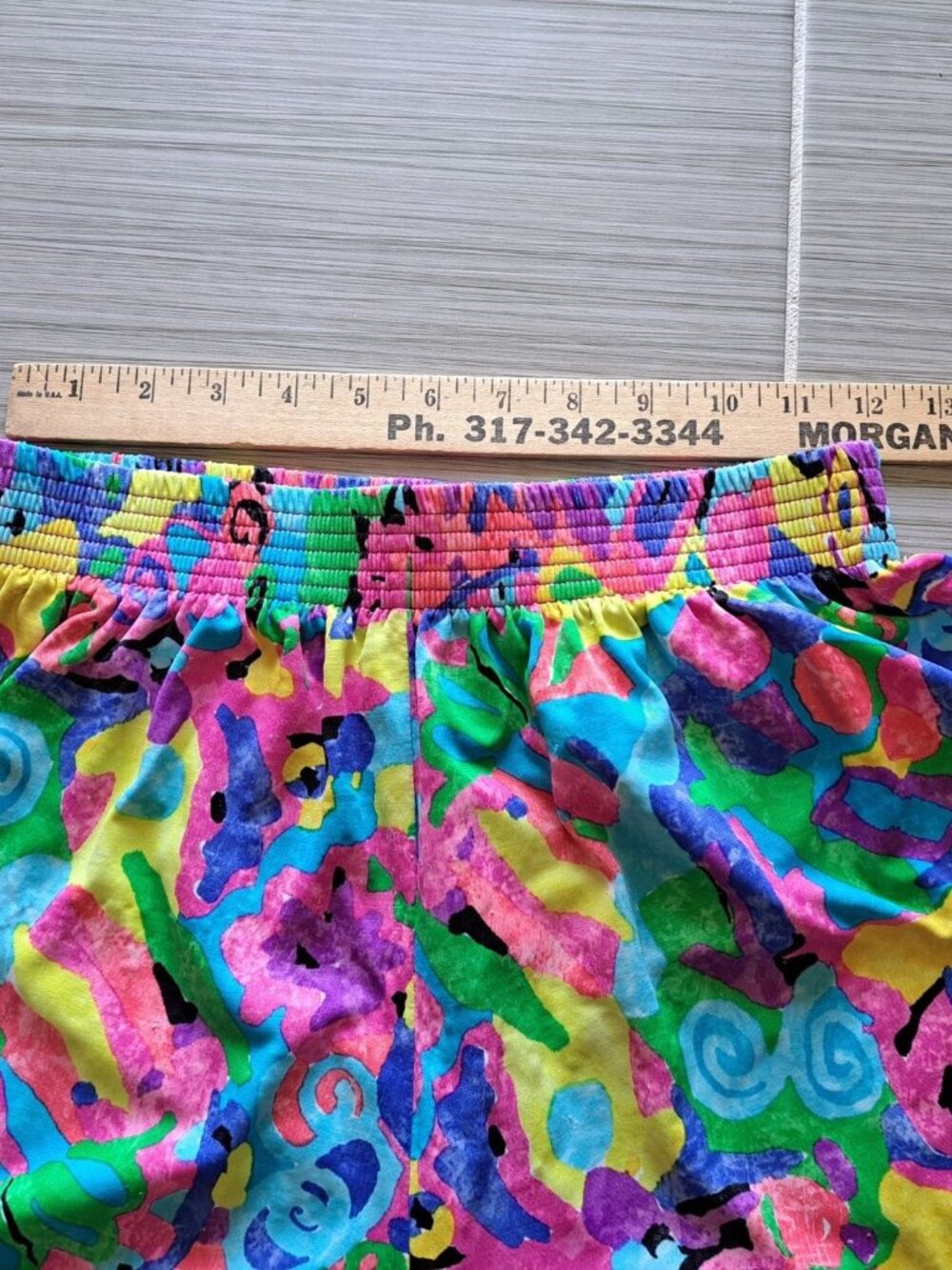 Vintage Colorful Abstract Neon Elastic Waist Shorts M USA Ocean Pacific OP - Picture 9 of 12